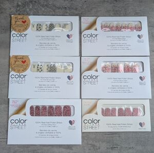 Lot of 6 Color Street 100% Real Nail Polish Strips Stickers Breast Cancer Pink